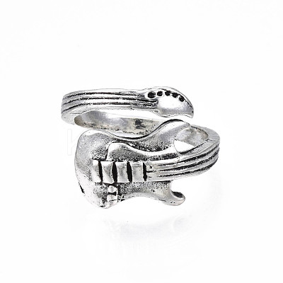 Guitar Alloy Open Cuff Ring for Men Women RJEW-T009-41AS-1