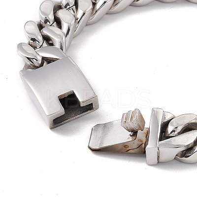 Non-Tarnish 304 Stainless Steel Curb Chains Bracelet for Women BJEW-E107-10P-1
