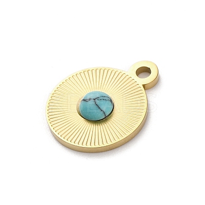 Real 14K Gold Plated Synthetic Turquoise Pendants STAS-R005-05G-01-1