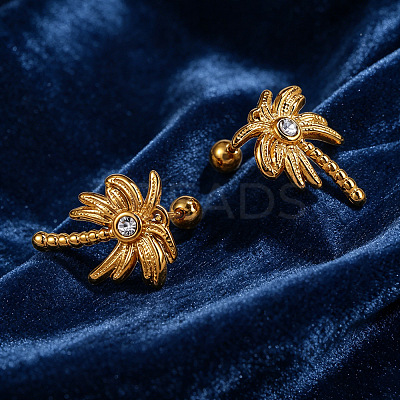 304 Stainless Steel Rhinestone Stud Earrings WGEEE18-01-1