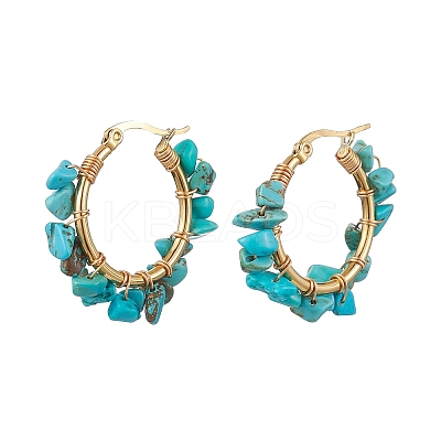 Natural Dyed Howlite Hoop Earring EJEW-JE05709-04-1