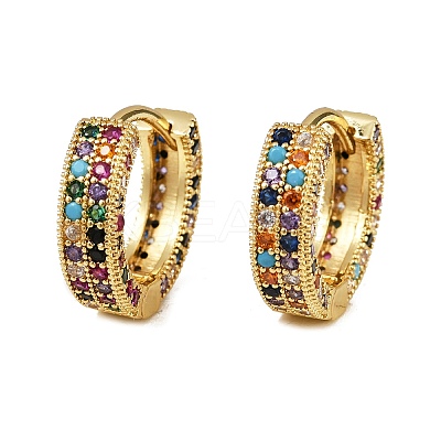 Brass Micro Pave Colorful Cubic Zirconia Hoop Earrings EJEW-S277-09G-B-1