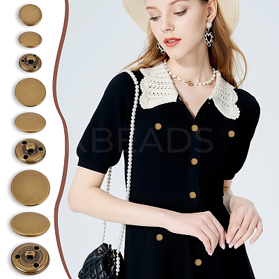 60Pcs 3 Style Brass Shank Buttons BUTT-GA0001-13-1