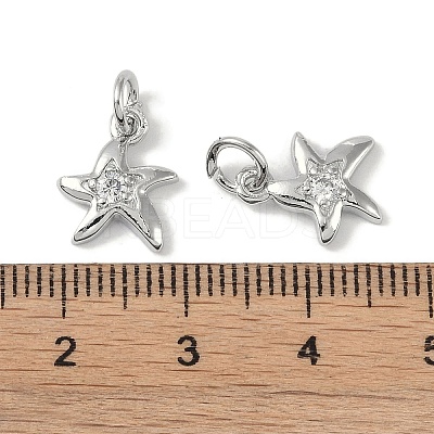 Brass Micro Pave Clear Cubic Zirconia Pendants KK-S367-15B-1