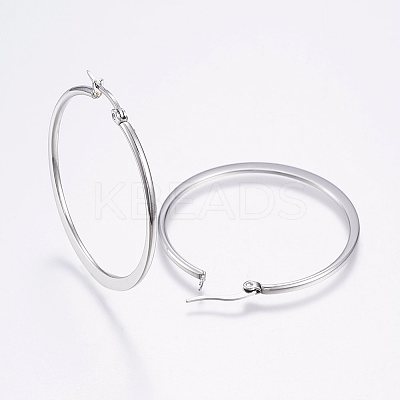 Tarnish Resistant 304 Stainless Steel Big Hoop Earrings LS-EJEW-F105-19P-1