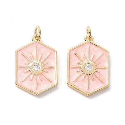 Brass Micro Pave Clear Cubic Zirconia Pendants ZIRC-Z019-44F-NR-1