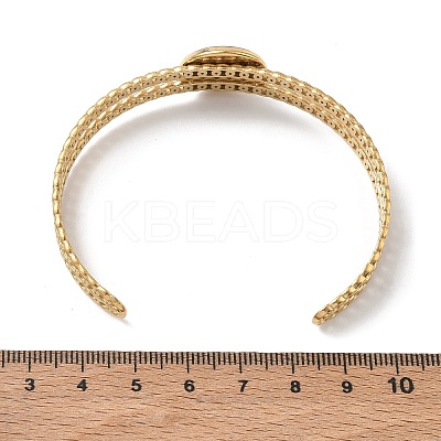 2Pcs 2 Colors Natural Abalone Shell Paua Shell 304 Stainless Steel Open Cuff Bangle Sets with Enamel BJEW-JB14486-01-1