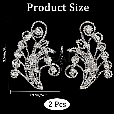 1Pair Brass Rhinestone Wedding Dress Decoration Accessories FIND-GF0006-54-1
