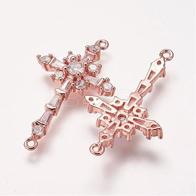 Brass Micro Pave Cubic Zirconia Links ZIRC-E113-06RG-1