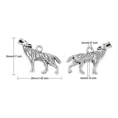 Tibetan Style Alloy Howling Wolf Pendants LF1753Y-NF-1