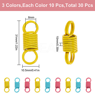 30Pcs 3 Colors Spray Painted Carbon Steel Spring Double-hole Connector Charms FIND-GO0001-34-1