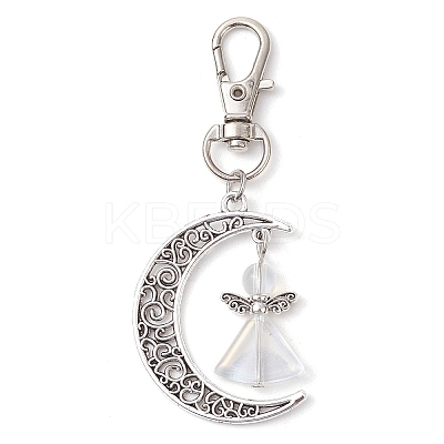 5Pcs Angel Glass & Hollow Moon Alloy Pendant Decorations HJEW-JM02781-S-1