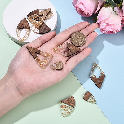 10Pcs 5 Styles Wood and Resin Pendants FIND-YW0008-21-1