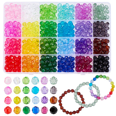 24 Colors Transparent Acrylic Beads TACR-PH0001-93A-1
