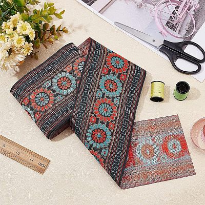 Ethnic Style Embroidery Polycotton Ribbons OCOR-WH0073-28-1