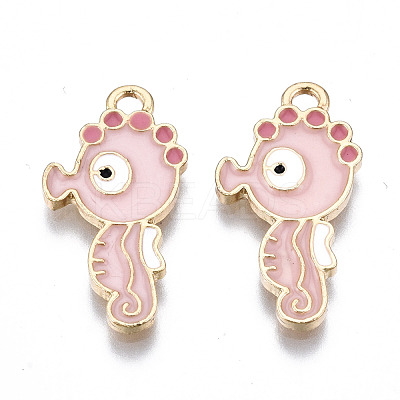 Light Gold Plated Alloy Enamel Pendants ENAM-T009-77C-RS-1