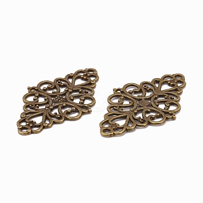 Tibetan Style Alloy Rhombus Filigree Joiners Links LS-X-TIBE-5377-AB-FF-1