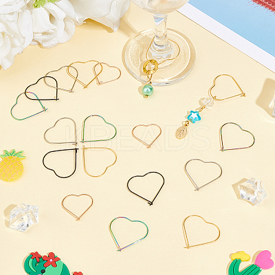 50Pcs 5 Style Ion Plating(IP) 304 Stainless Steel Hoop Earring Findings STAS-DC0007-06-1