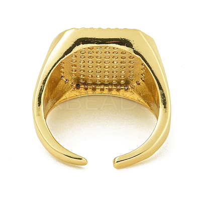Brass with Cubic Zirconia Open Cuff Rings RJEW-U011-06A-G-1