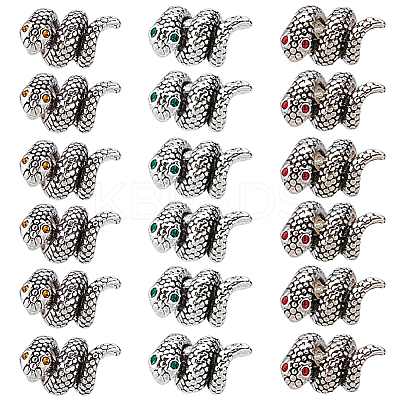 18Pcs 3 Colors Tibetan Style Alloy Rhinestones European Beads FIND-DC0007-66-1