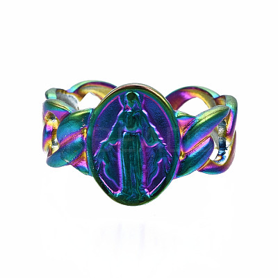 Oval with Jesus Cuff Rings RJEW-N038-009-1