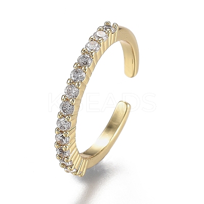 Adjustable Brass Micro Pave Clear Cubic Zirconia Cuff Rings X-ZIRC-Z002-11G-1