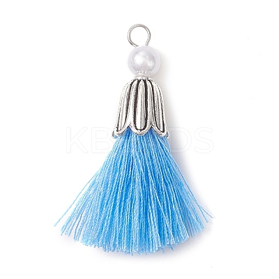 5Pcs 5 Colors Handmade Polycotton(Polyester Cotton) Tassel Pendants PALLOY-JF04471-1