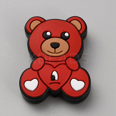 Bear with Heart Food Grade Eco-Friendly Silicone Beads SIL-WH0014-30A-1