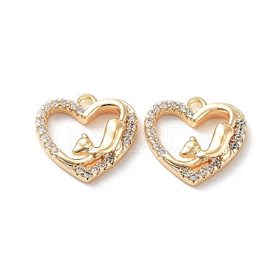 Rack Plating Brass Micro Pave Cubic Zirconia Pendants KK-K333-92G-1
