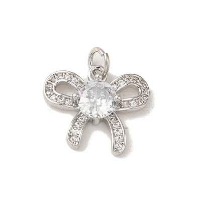 Rack Plating Brass Pendant Micro Pave Clear Cubic Zirconia KK-S366-20P-1