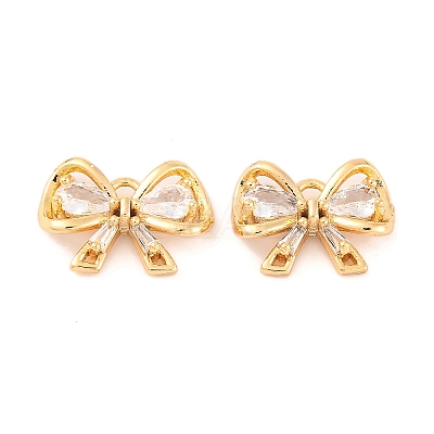 Brass Micro Pave Clear Cubic Zirconia Pendants KK-S389-01G-1