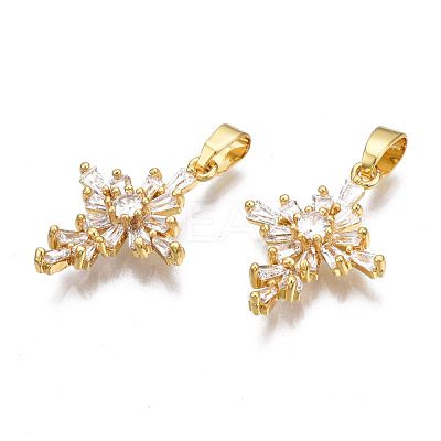 Brass Micro Pave clear Cubic Zirconia Pendants ZIRC-N039-171-NF-1