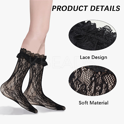 4 Pairs 4 Colors Nylon Women's Socks AJEW-CN0004-35-1