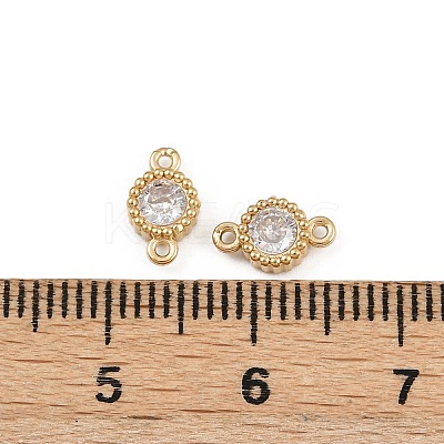 304 Stainless Steel Pave Clear Cubic Zirconia Flat Round Links Connector Charms STAS-F322-12G-1