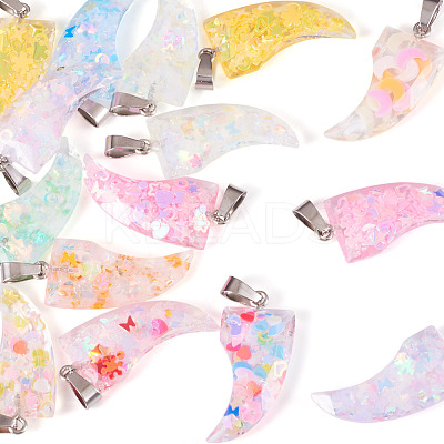 15Pcs Luminous Resin Sequins Pendants RESI-TA0004-20A-1
