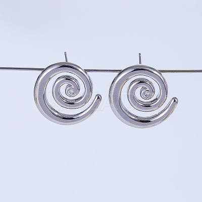 Rotating Thread Mosquito Coil Holder Brass Stud Earrings NN8034-1