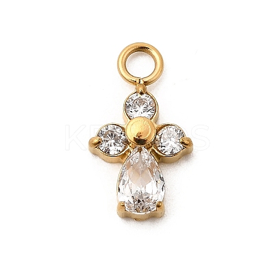 304 Stainless Steel Micro Pave Cubic Zirconia Pendants X-STAS-P431-40A-G-1