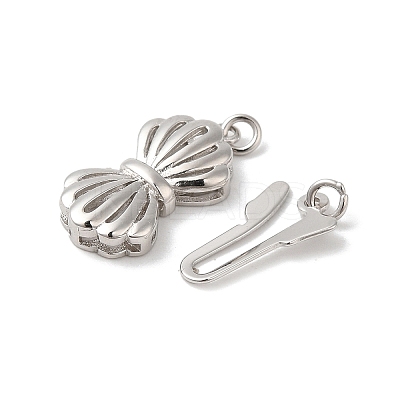 Rhodium Plated 925 Sterling Silver Box Clasps STER-G038-17P-1
