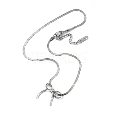 Non-Tarnish 304 Stainless Steel Bowknot Pendant Necklace NJEW-Z028-02P-1