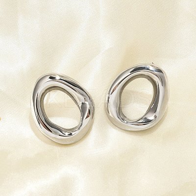 304 Stainless Steel Oval Stud Earrings EJEW-M073-06P-1