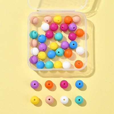 40Pcs 8 Colors Food Grade Eco-Friendly Silicone Focal Beads SIL-FS0001-20-1