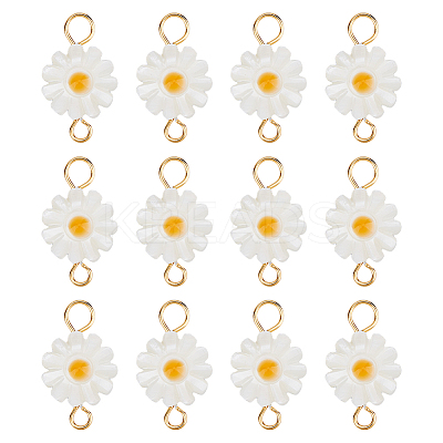 12Pcs Natural Freshwater Shell Flower Connector Charms PALLOY-HS00006-1
