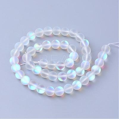 Synthetic Moonstone Beads Strands G-R375-8mm-A13-1
