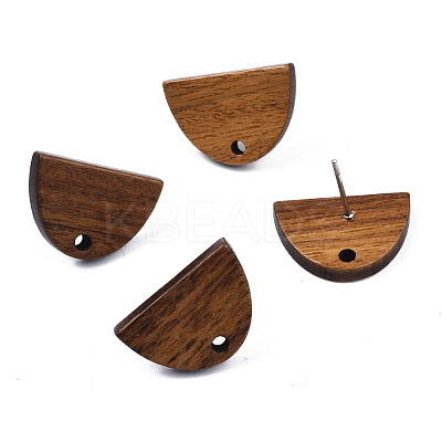 Walnut Wood Stud Earring Findings MAK-N032-009-1