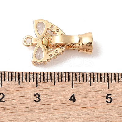 Golden Brass Micro Pave Cubic Zirconia Fold Over Clasps KK-B100-037G-01-1