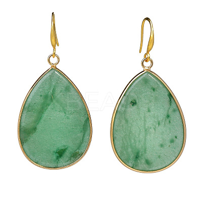 Natural Green Aventurine Teardrop Dangle Earrings FS-WG5CAE0-03-1