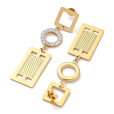 Ion Plating(IP) Golden 304 Stainless Steel Geometry Dangle Stud Earrings EJEW-D083-10E-G-1