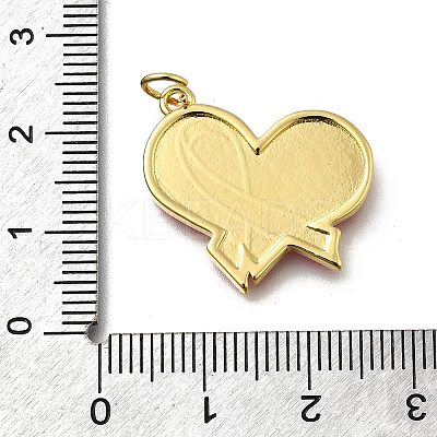 October Breast Cancer Pink Awareness Ribbon Brass Enamel Pendants KK-G525-10G-05-1