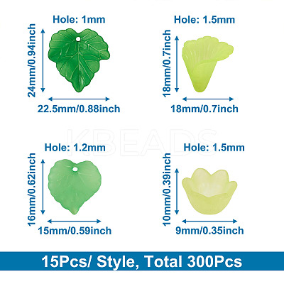 300Pcs 20 Style Transparent Acrylic Pendants & Bead Caps TACR-FW0001-02-1