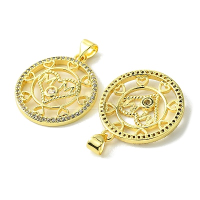 Mother's Day Brass Micro Pave Cubic Zirconia Pendants KK-H472-07G-05-1